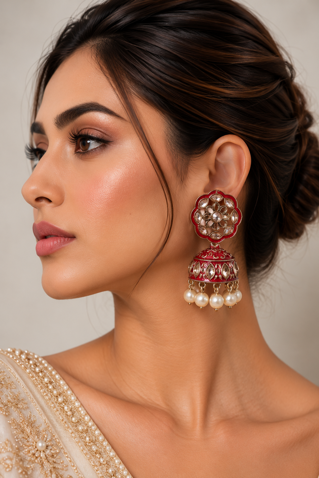 Gulriva Meenakari Jhumka Earrings