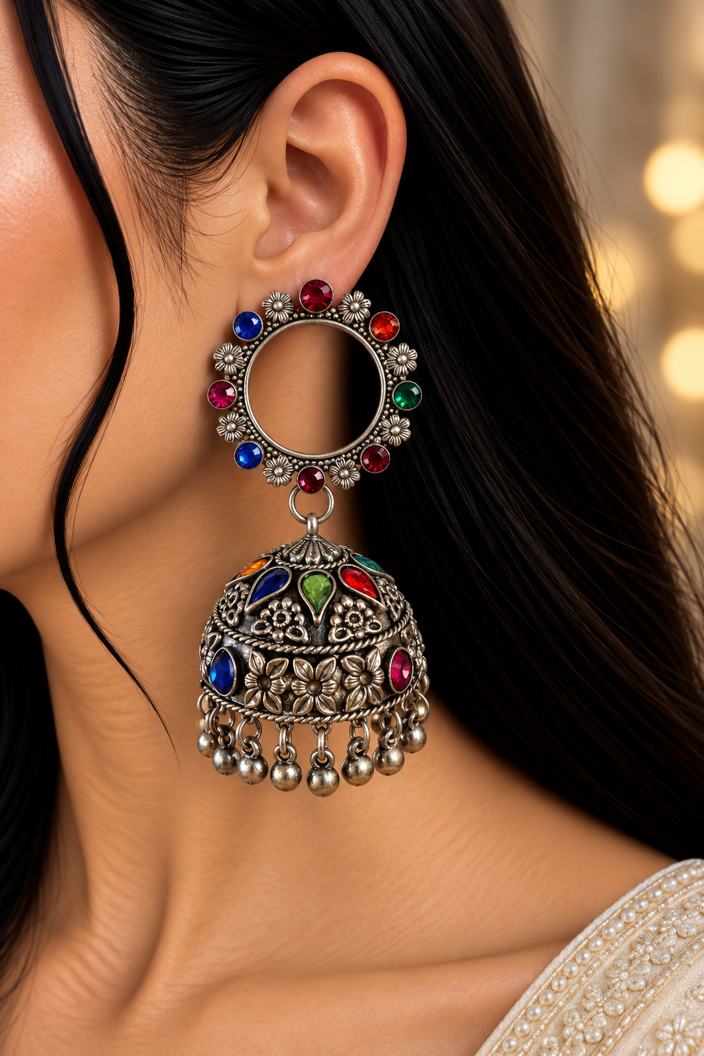 Rangrez Multicolour Jhumkas