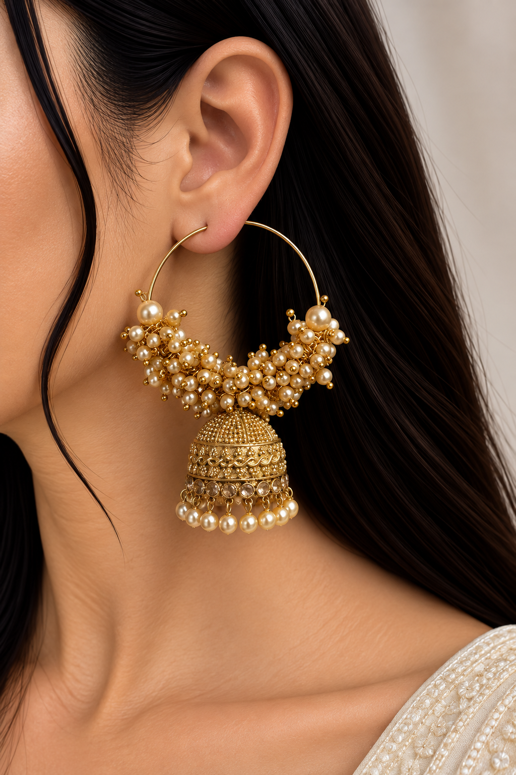 Meher Pearl Bali Jhumka Earrings