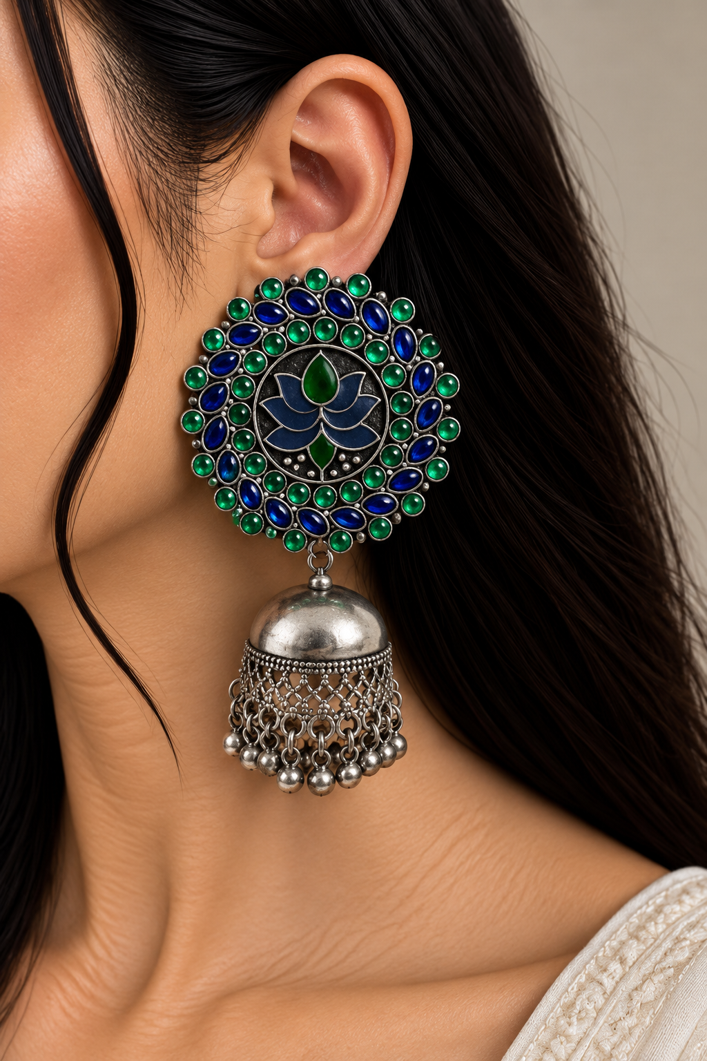 Neelam Lotus Jhumkas