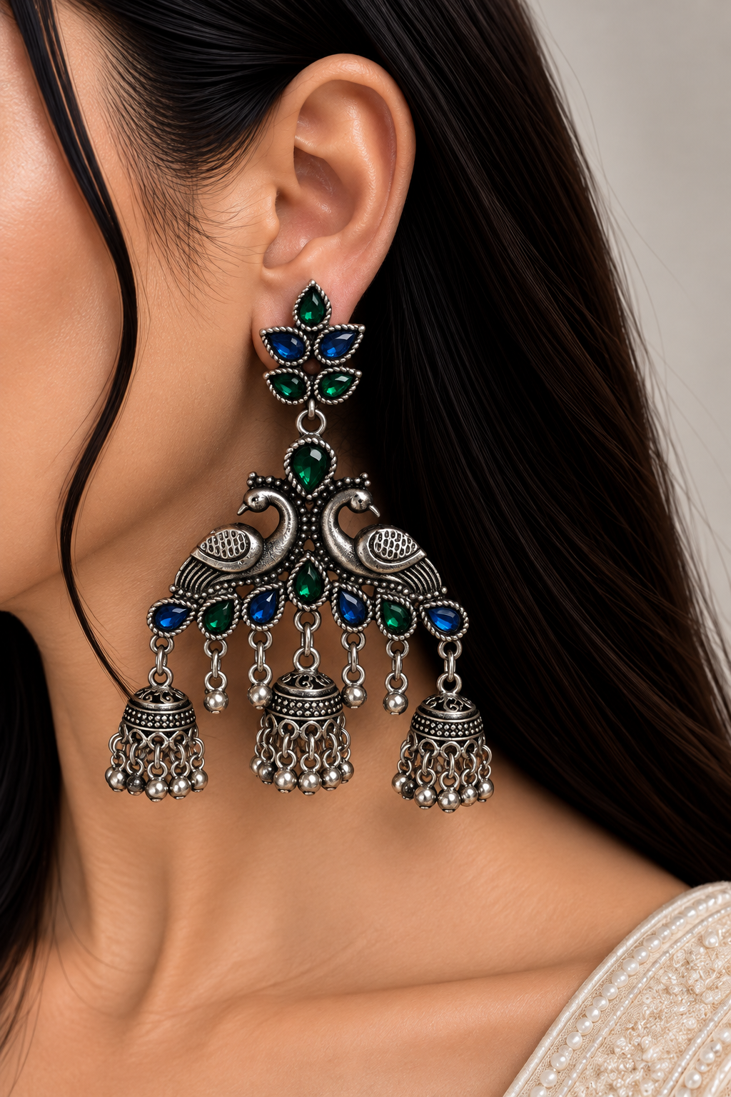 Morni Oxidised Jhumka Earrings