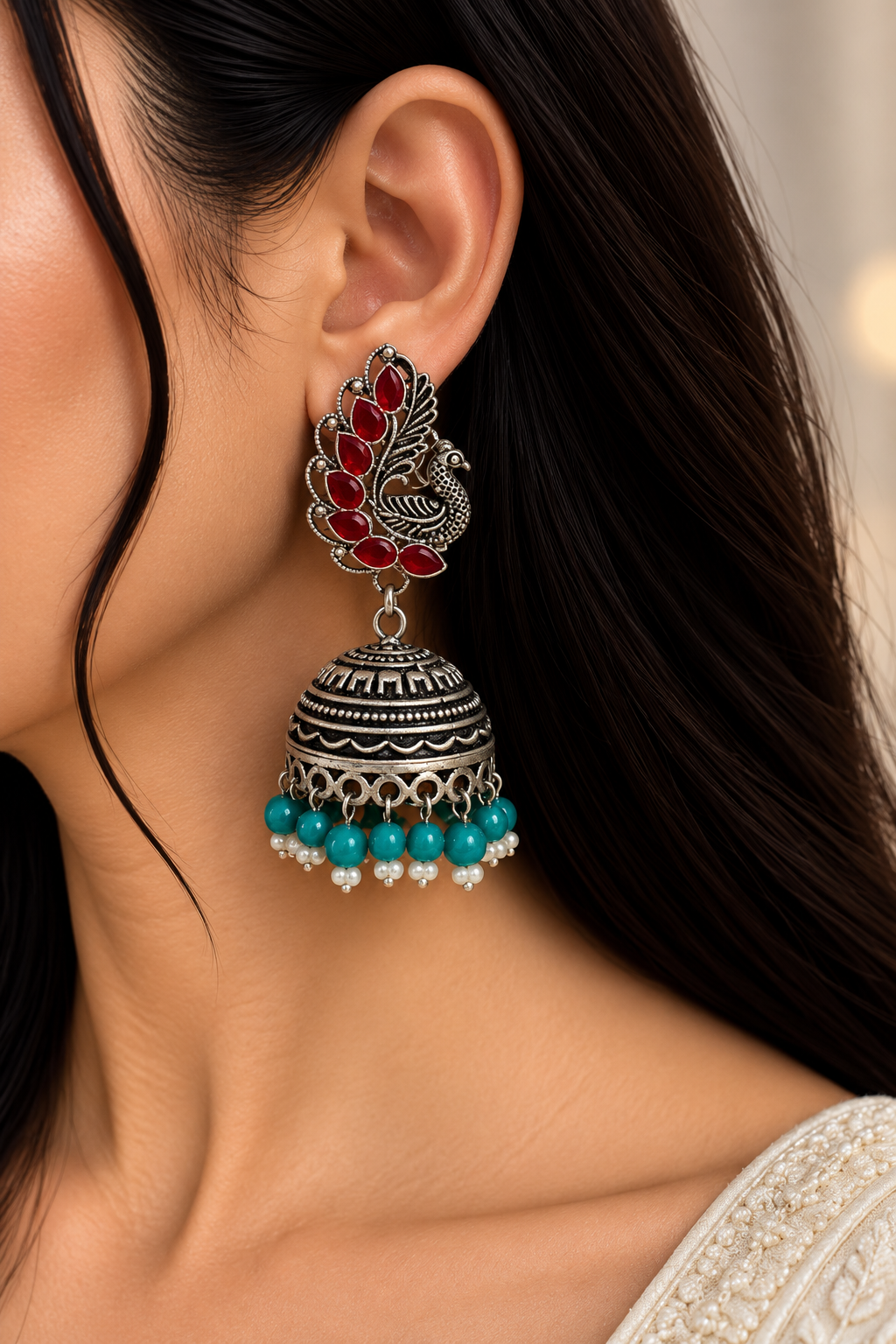 Mayuri Oxidised Jhumka Earrings