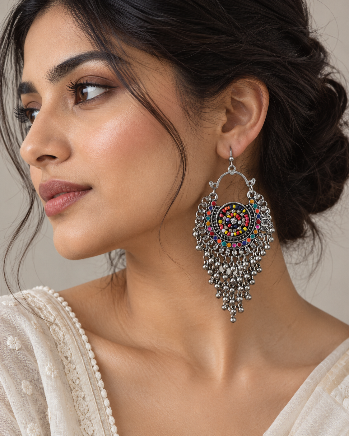 Rangrez Multicolour Oxidised Statement Earrings