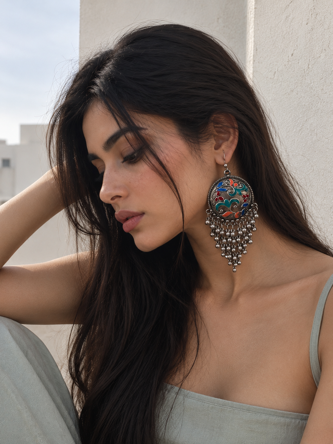 Zareen Rang Oxidised Earrings