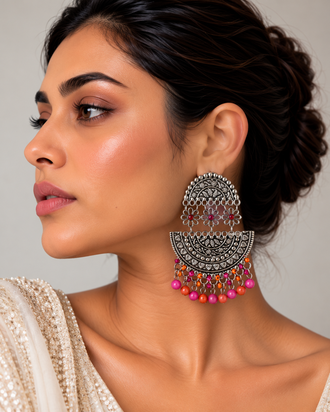 Gulnaar Floral Chandbali Earrings