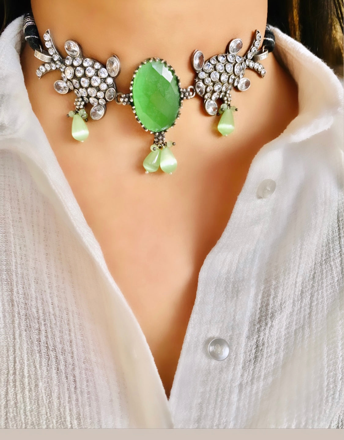 LOLITA silver replica green choker