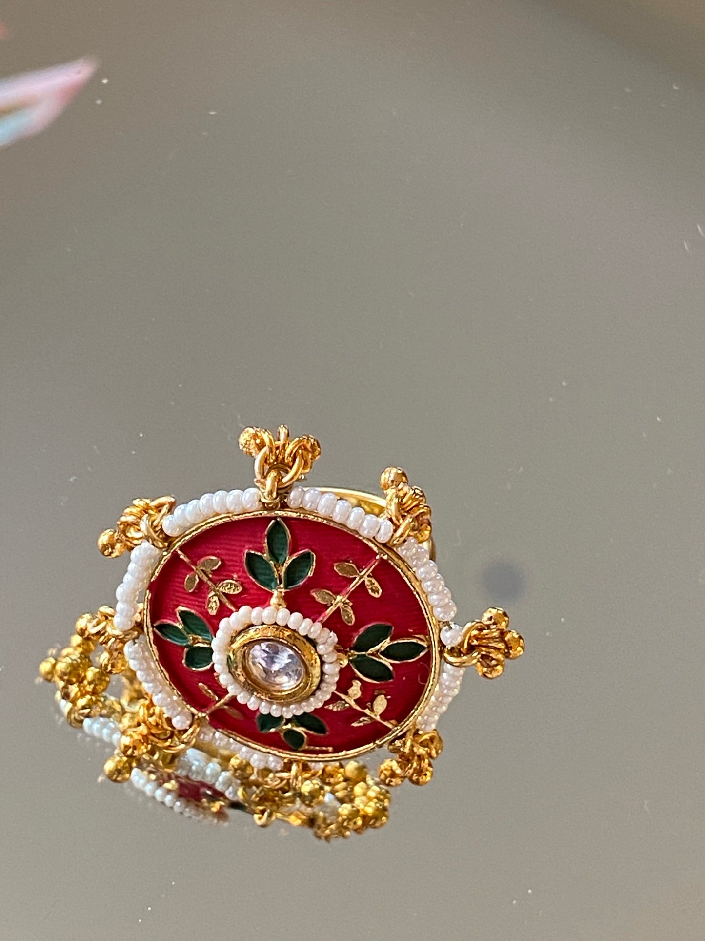 Jhoomar ring in red