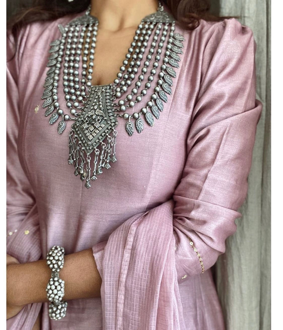 AKSHITA oxidised silver necklace