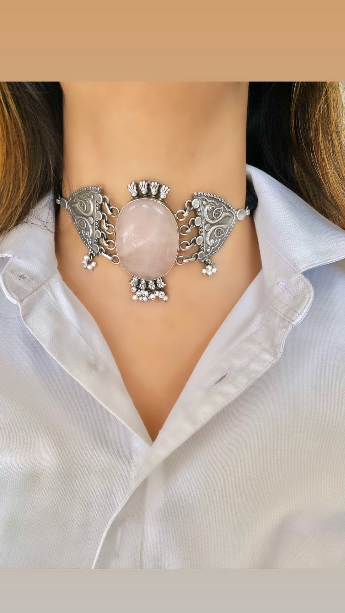 ROZY silver replica choker set