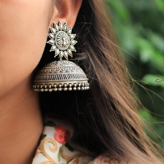 RIDDHI silver replica jhumka