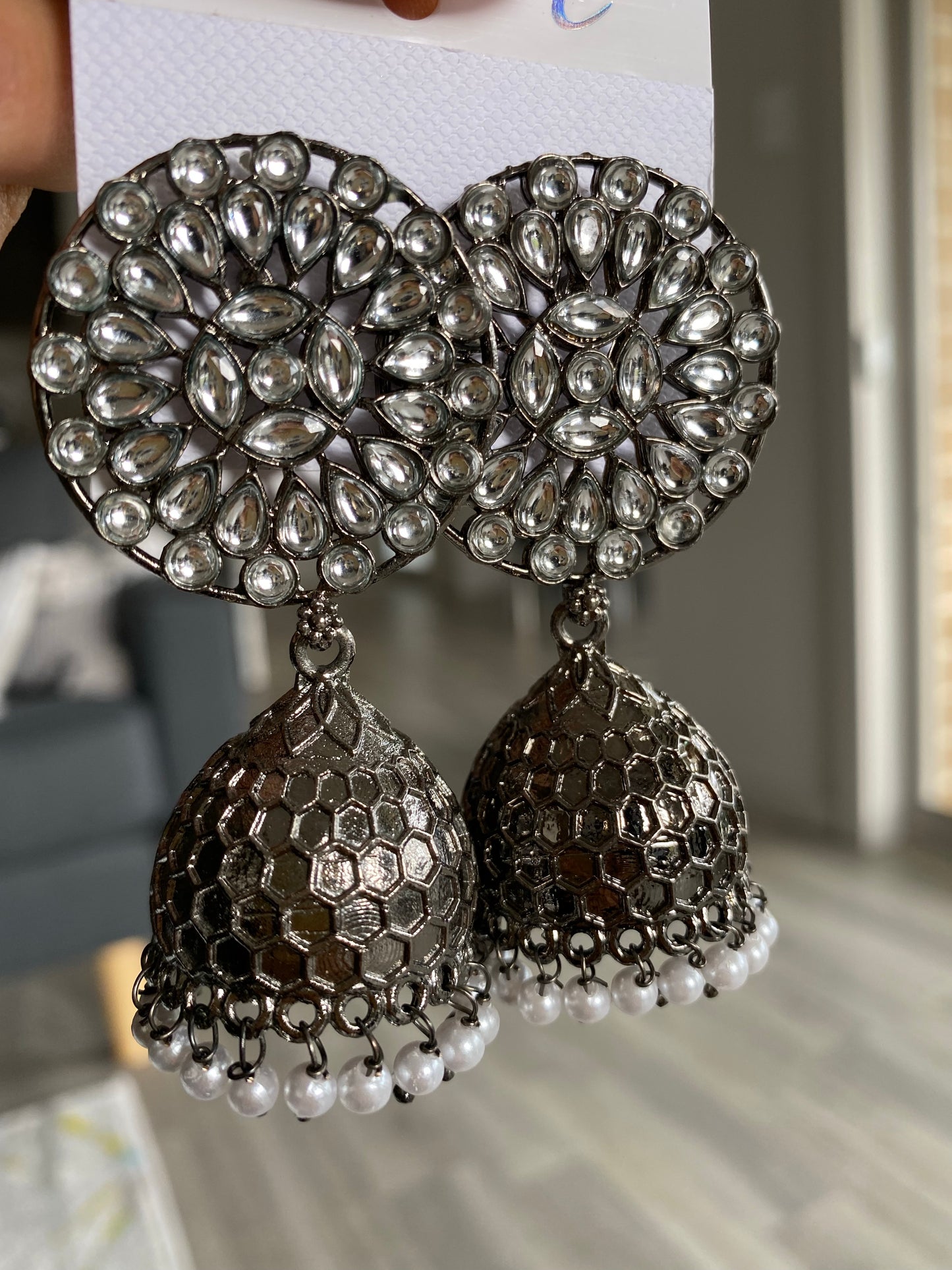 RANI oxidised silver jhumka