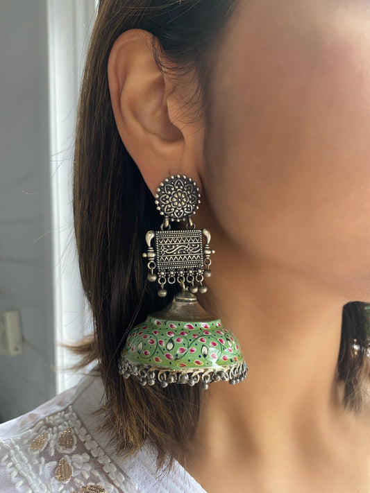 SEHAJ SAGE GREEN JHUMKA