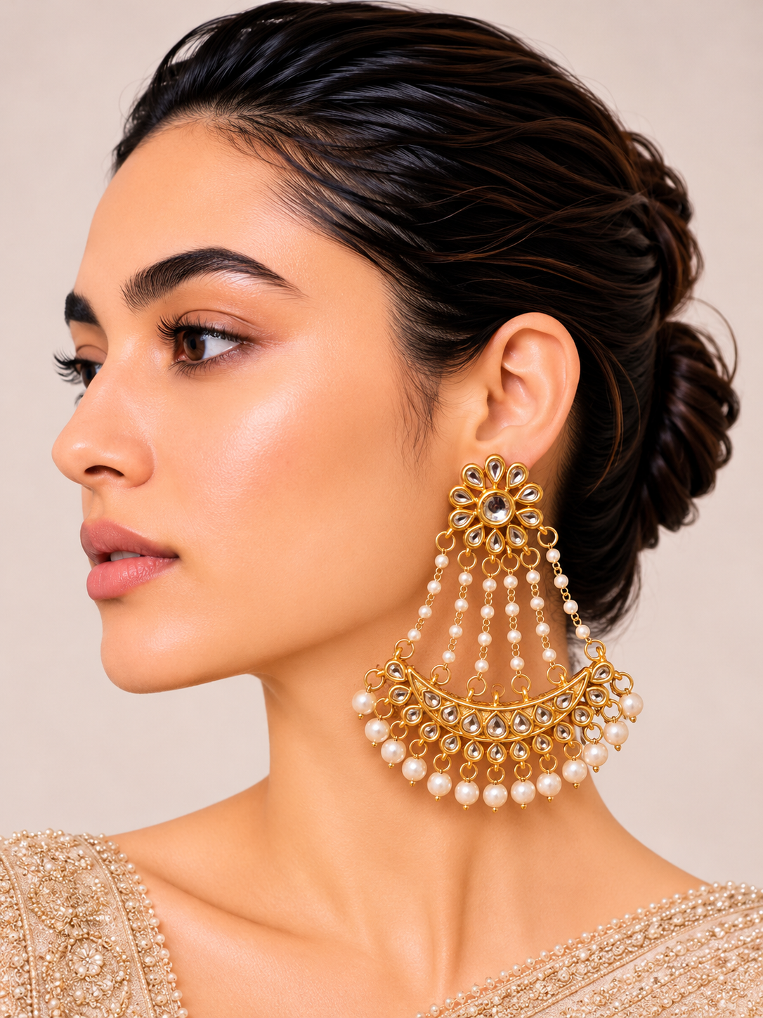 Mehr Kundan Chandbali Earrings