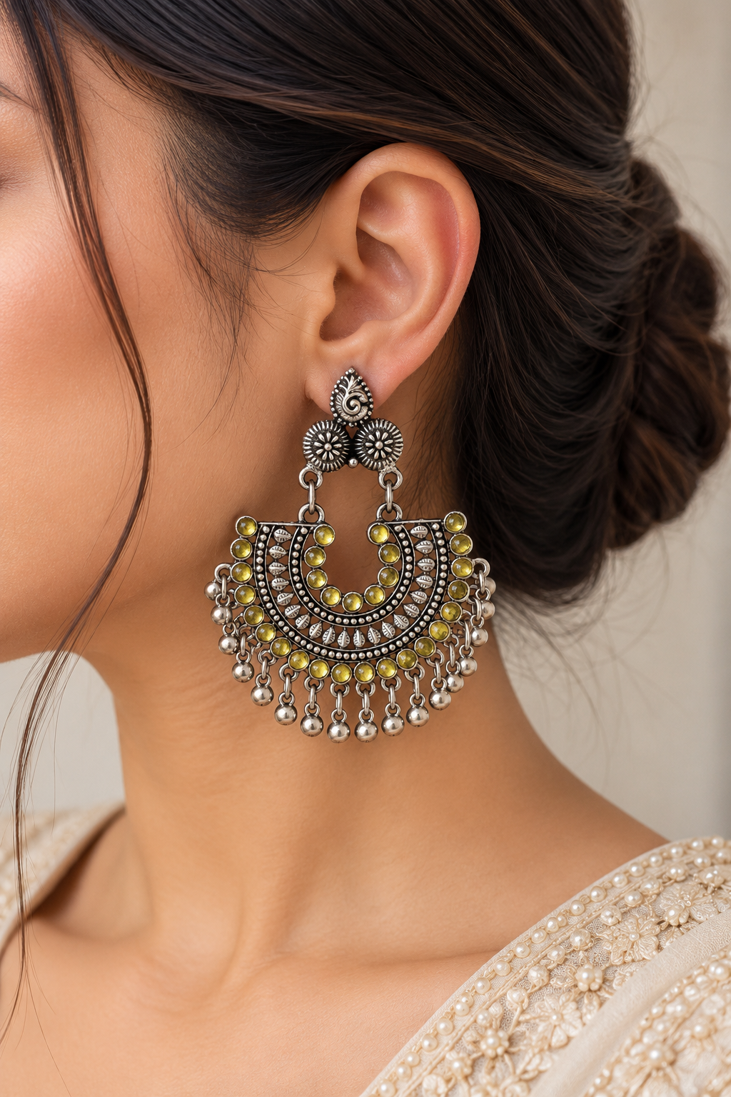 Roohani Oxidised Chandbali Earrings