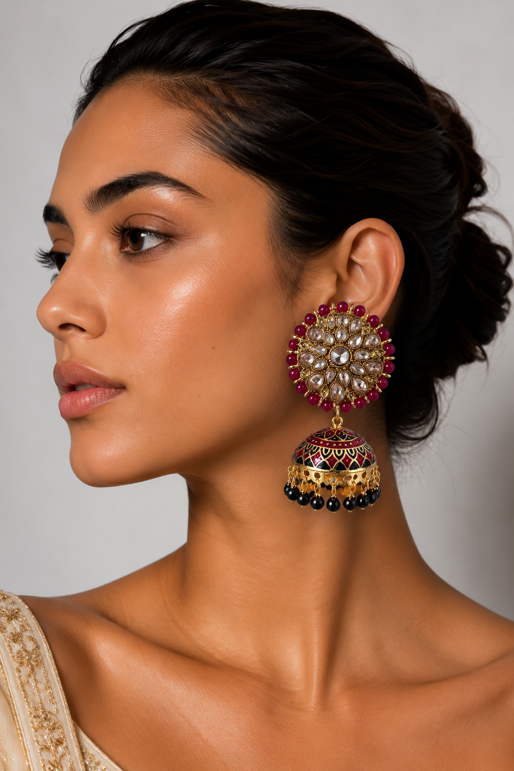 Rang Mahal Premium Stonework Jhumka Earrings