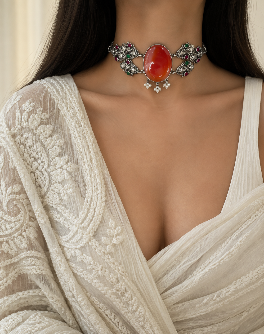 ROZY silver replica choker set