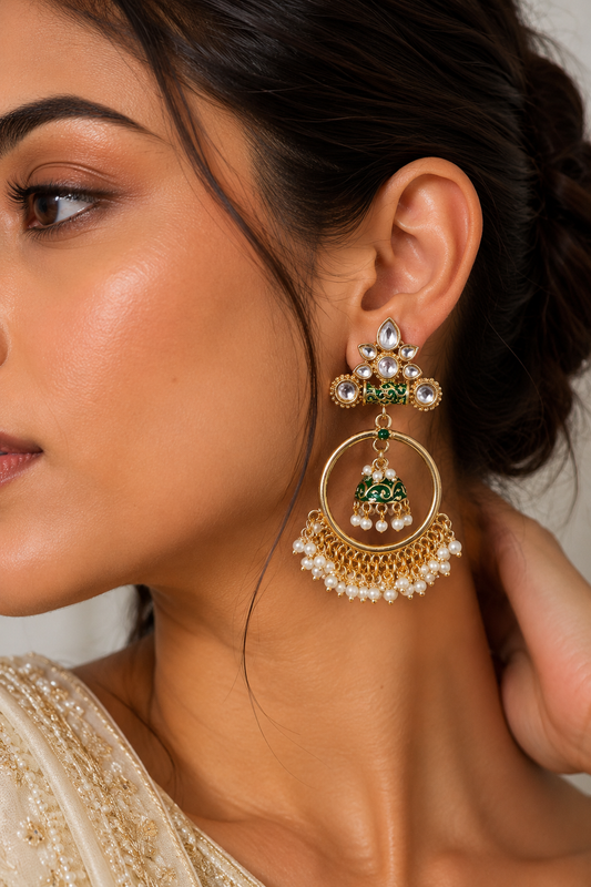 Aurelia Kundan Pearl Chandbali Earrings