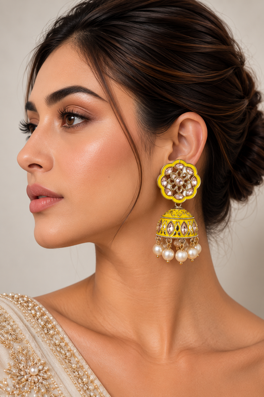 Gulriva Meenakari Jhumka Earrings