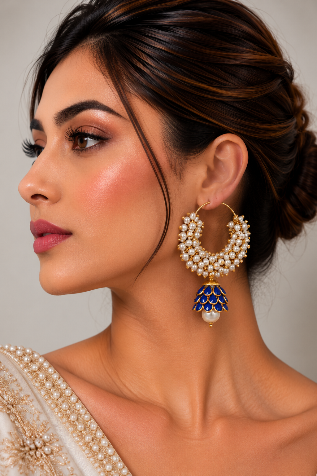 Mehrza Pearl Chandbali Earrings