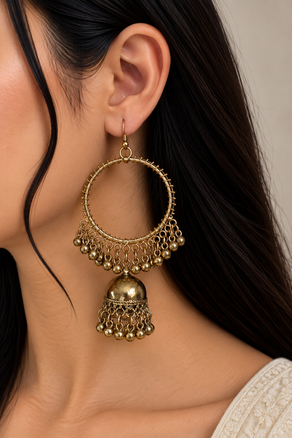 Heer Antique Hoop Jhumkas