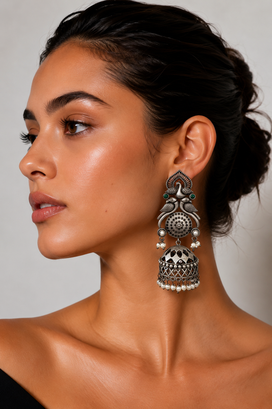 Zoya Silver Replica Jhumka Earrings