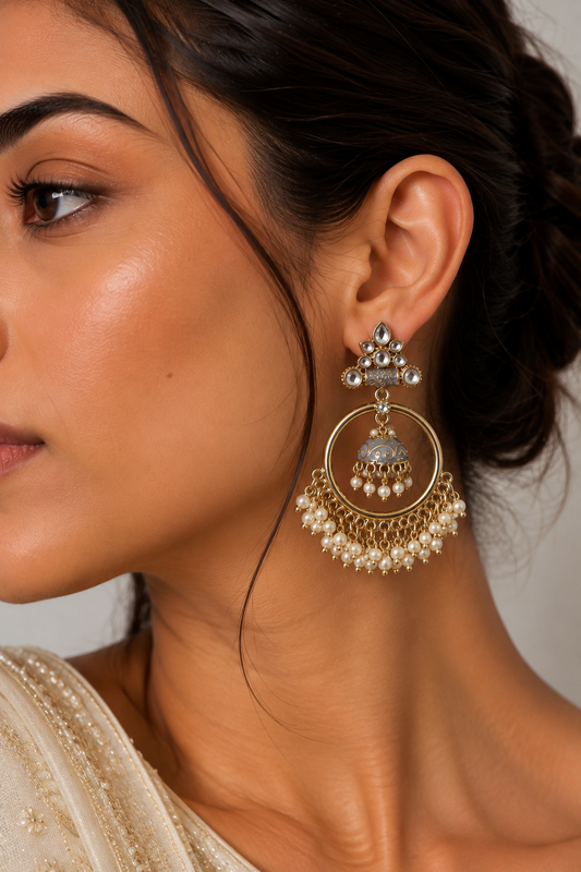 Aurelia Kundan Pearl Chandbali Earrings