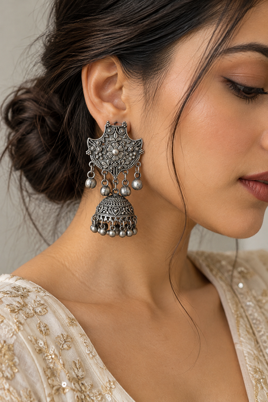 Gulnaar Heritage Oxidised Jhumka