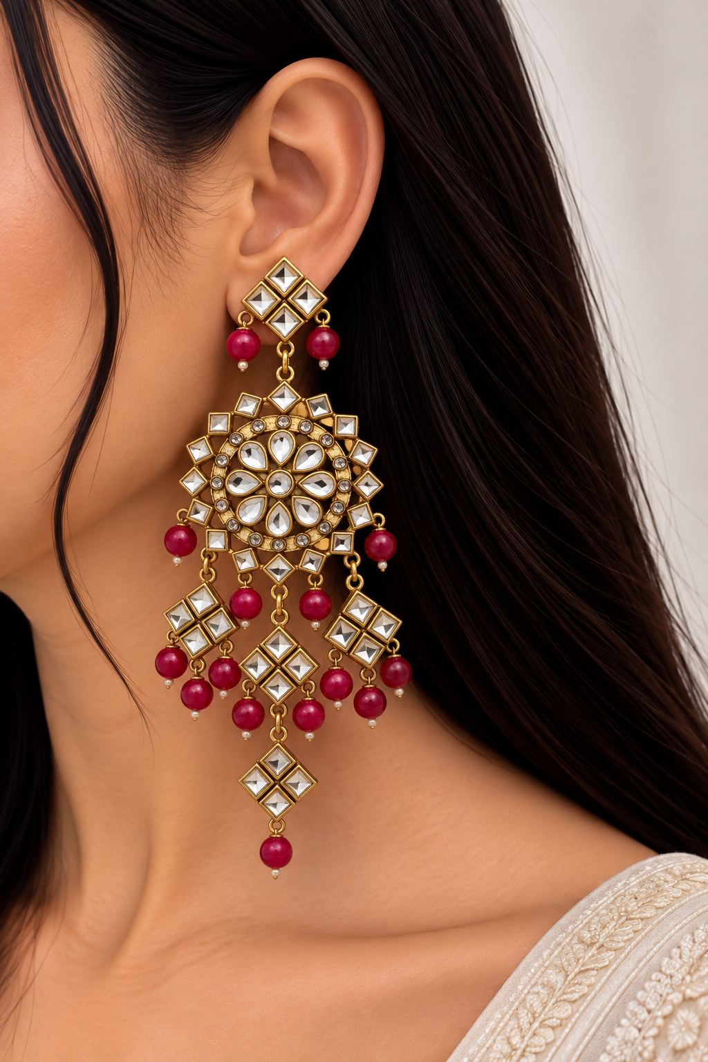 Mehr Kundan Statement Earrings