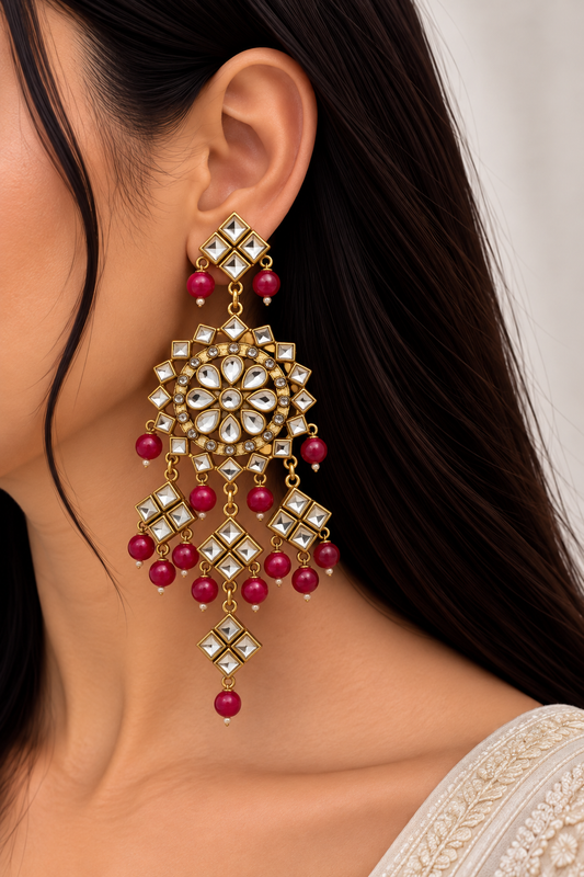 Mehr Kundan Statement Earrings