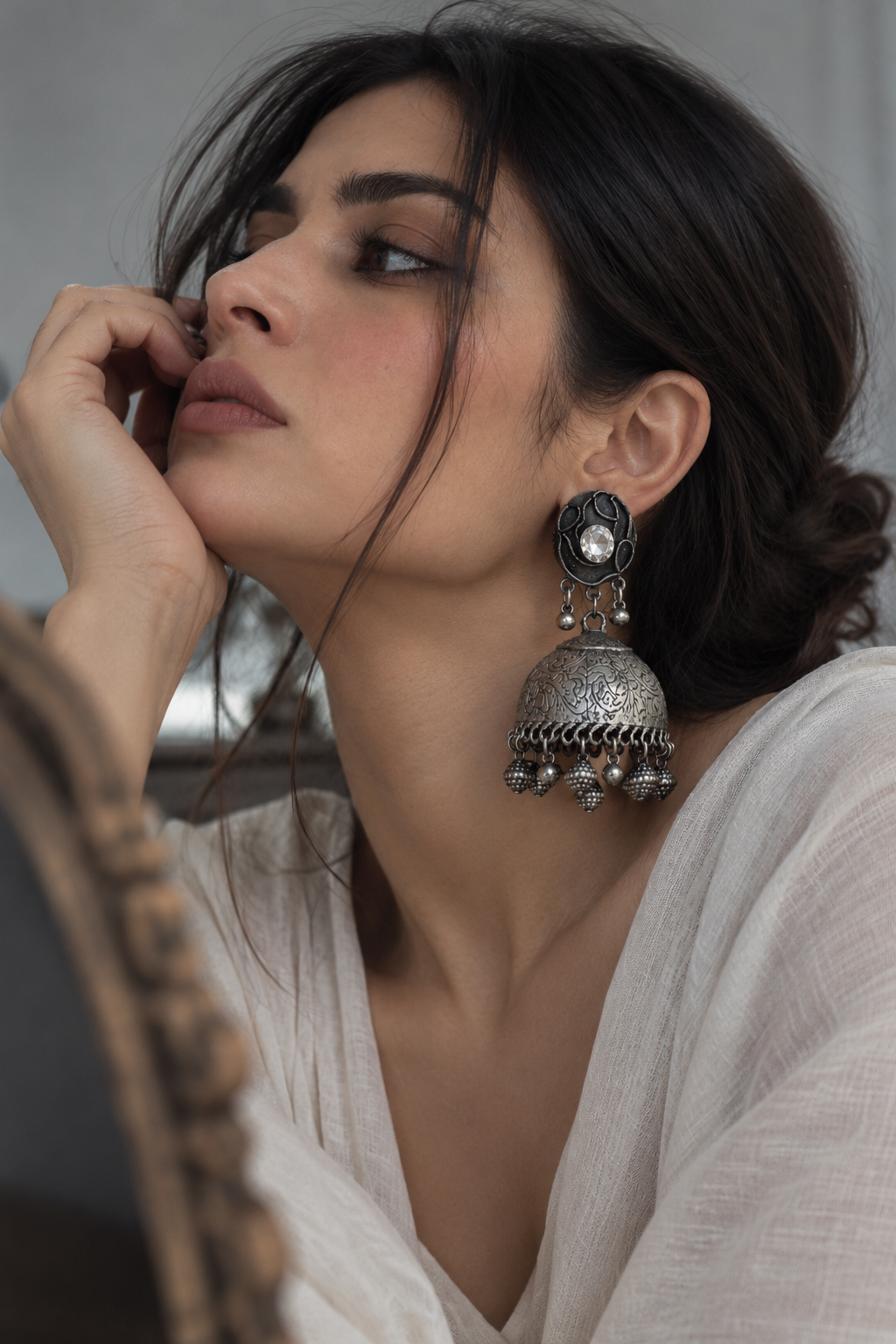 Afsana Oxidised Silver Jhumkas