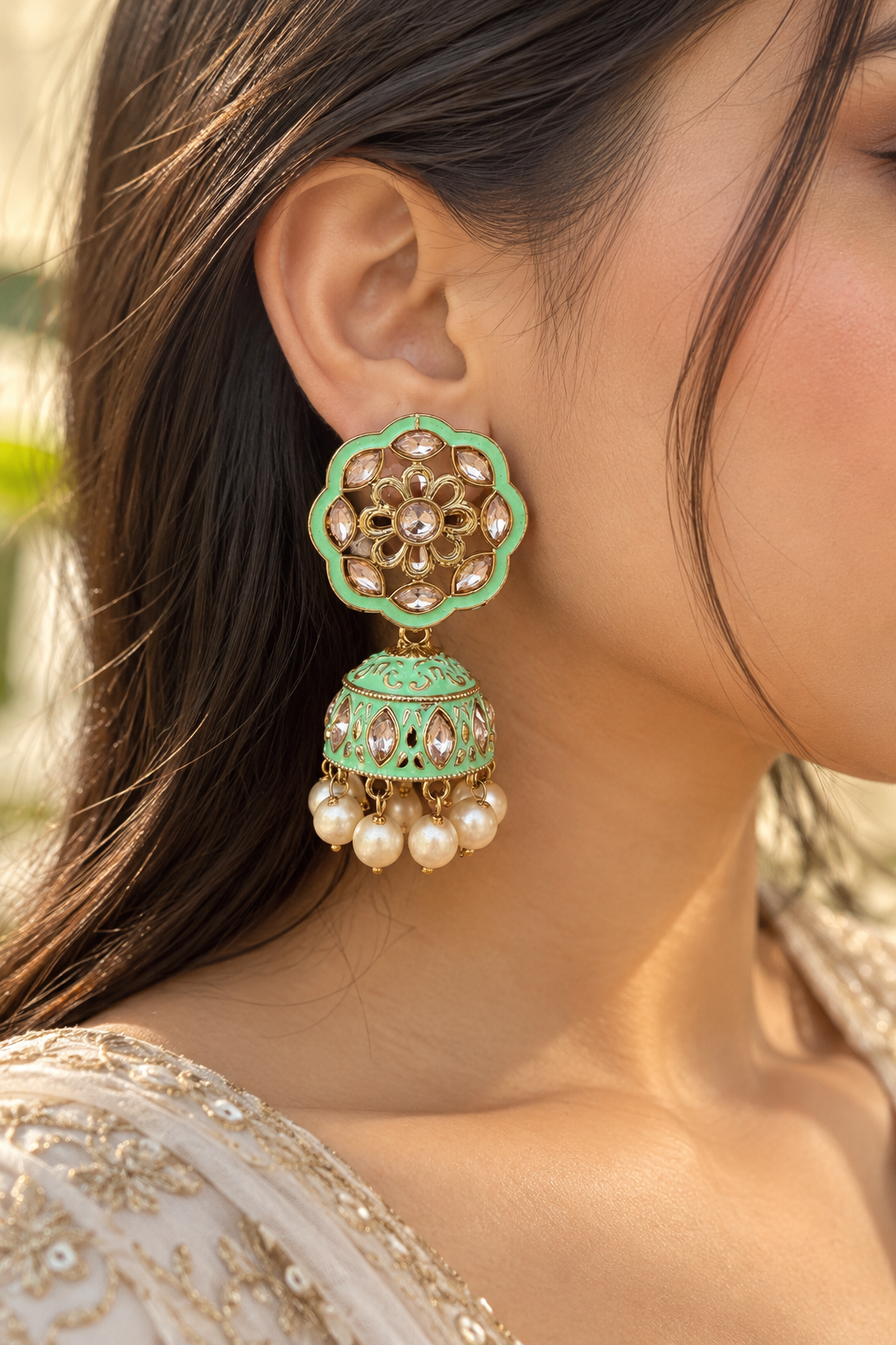 Gulriva Meenakari Jhumka Earrings
