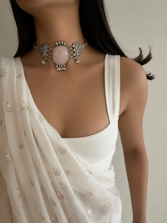 ROZY silver replica choker set