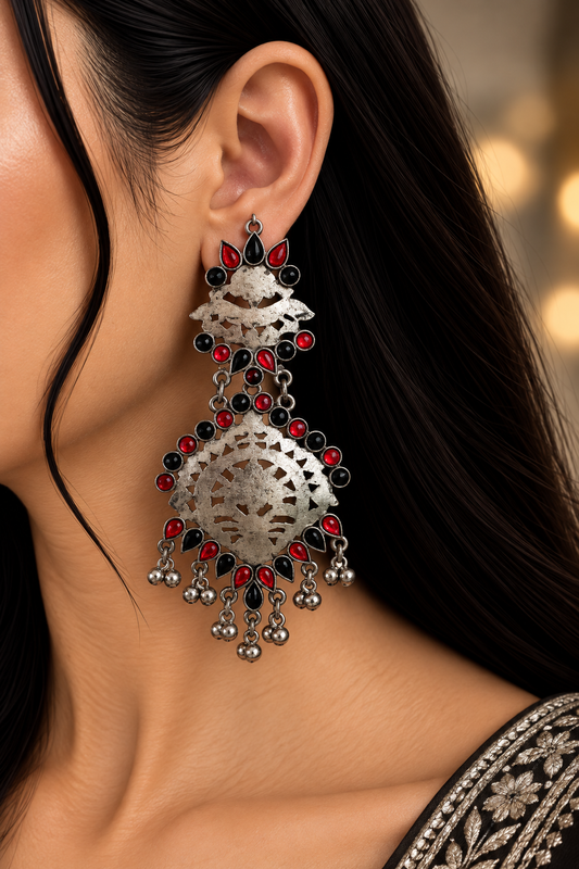 Inaya Oxidised Statement Earrings