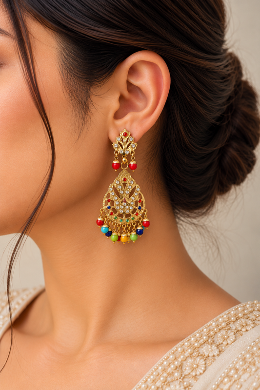 Rangrez Heritage Jadau Earrings & Tikka Set