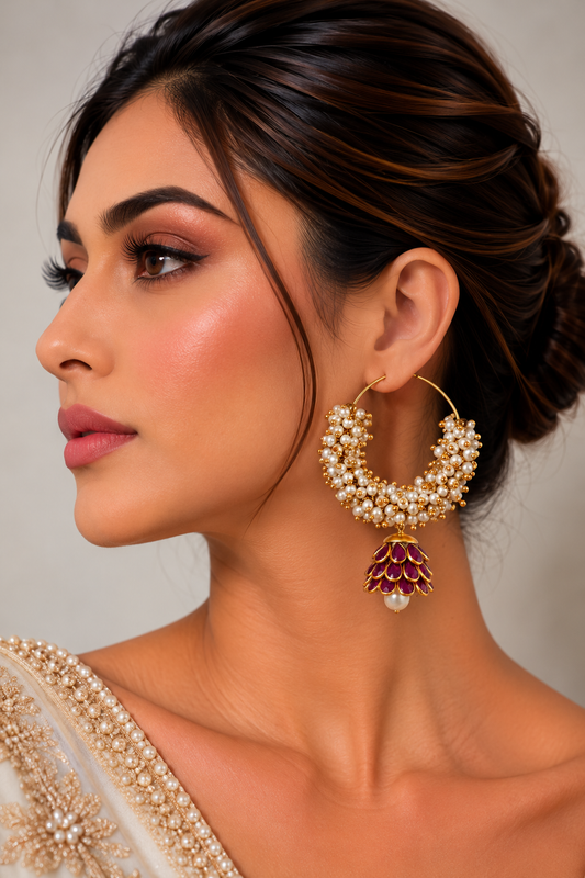 Mehrza Pearl Chandbali Earrings