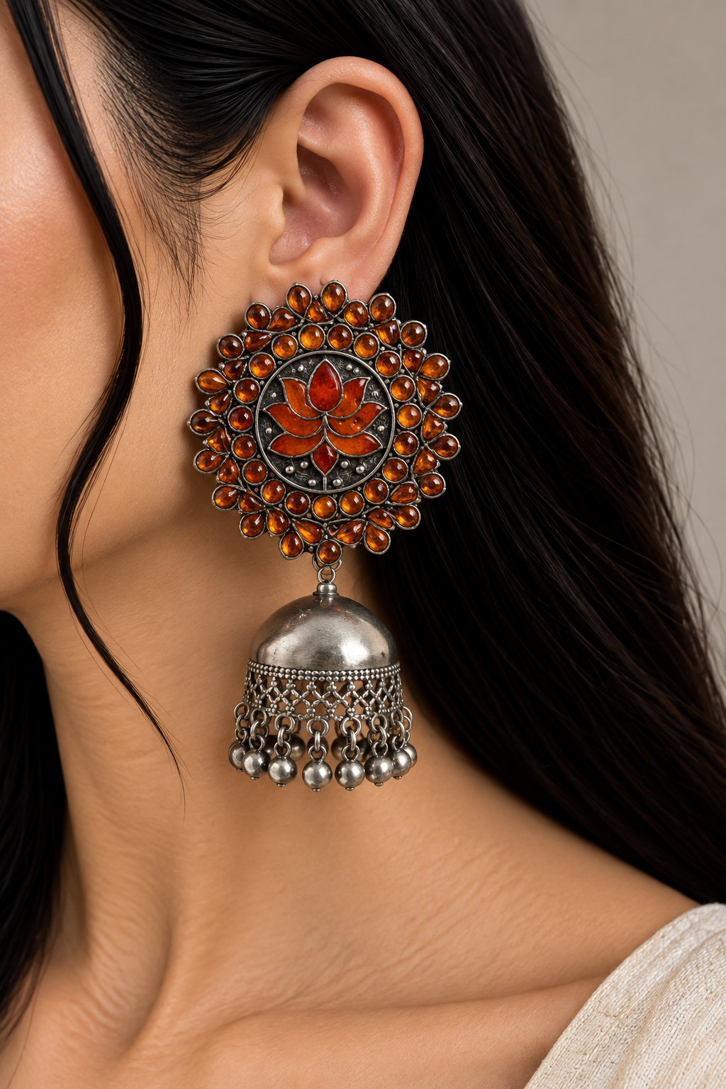 Neelam Lotus Jhumkas