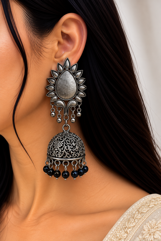 Aarvi Oxidised Jhumka Earrings