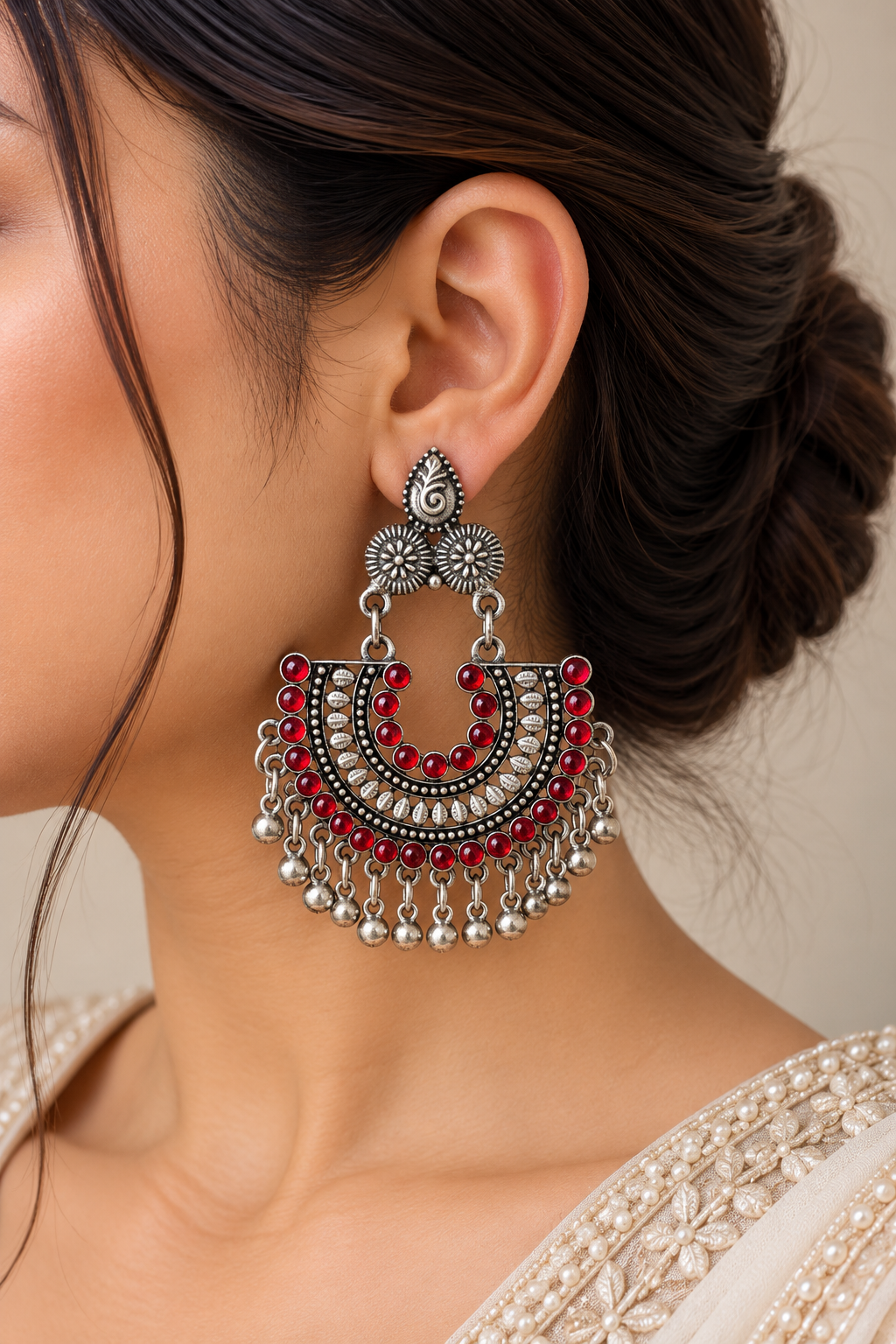 Roohani Oxidised Chandbali Earrings