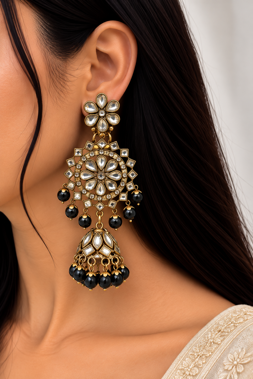 Mehr Kundan Statement Earrings