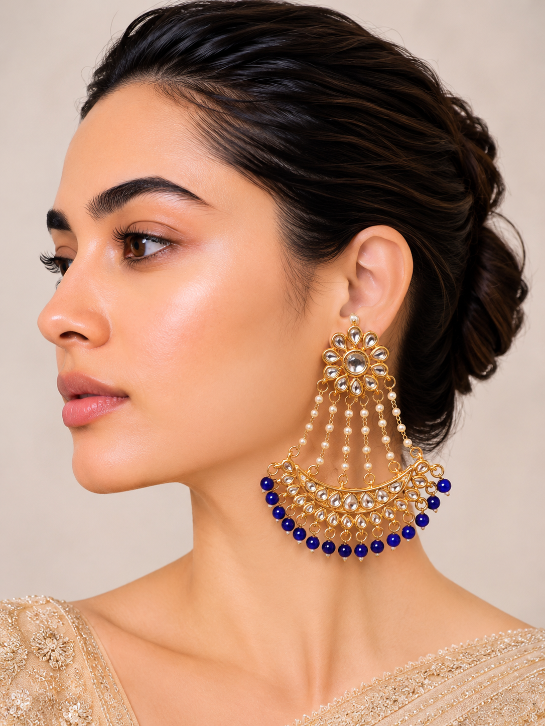 Mehr Kundan Chandbali Earrings