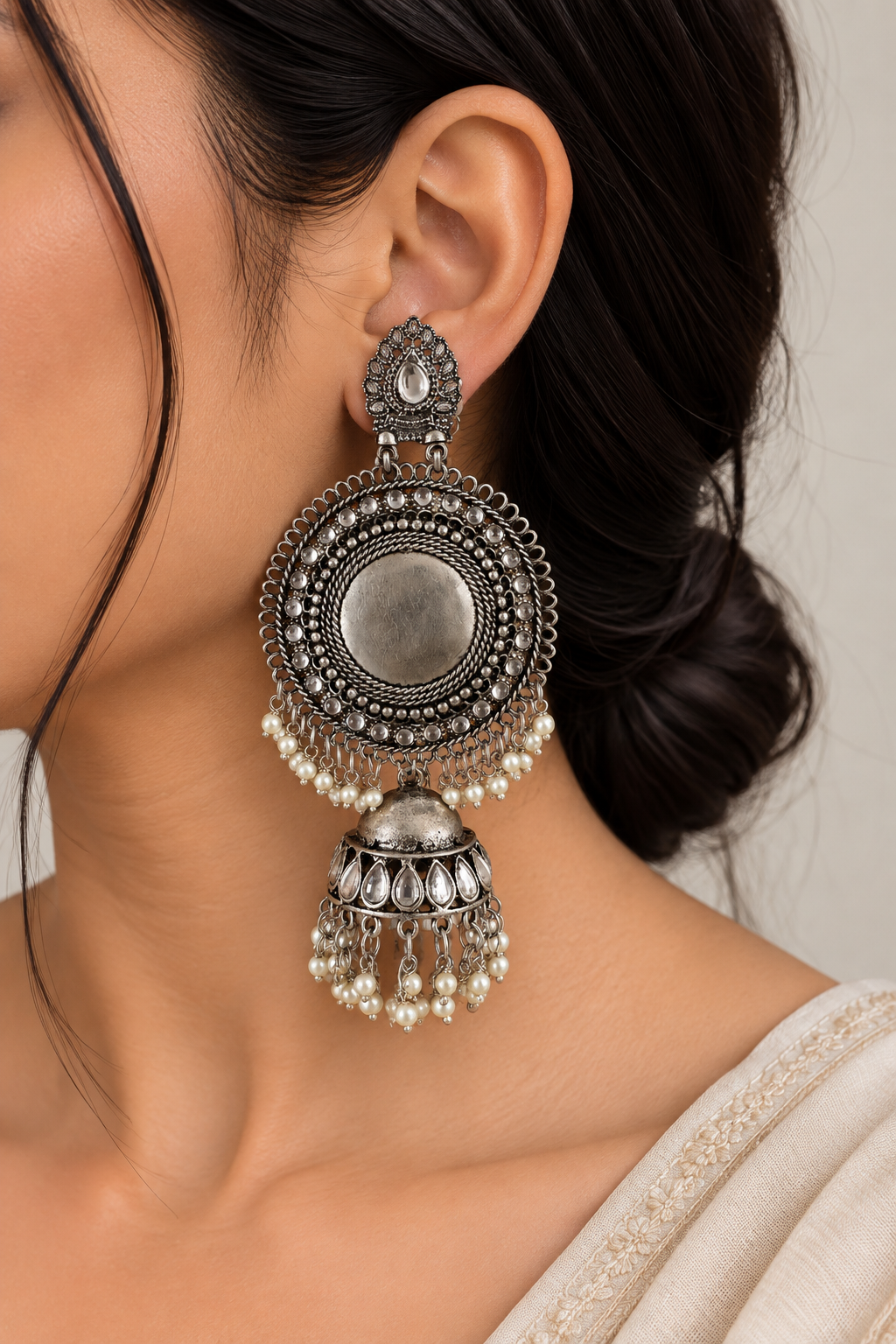 Noorani Pearl Jhumka Earrings