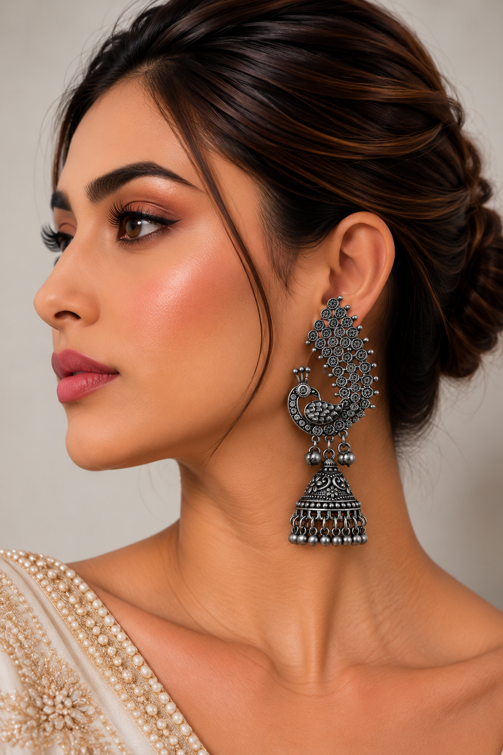 Morni Heritage Oxidised Jhumka Earrings
