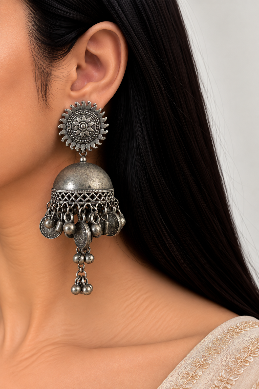 Hunar oxidised jhumka