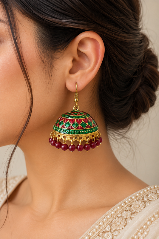 Gulbahar Meenakari Jhumka Earrings