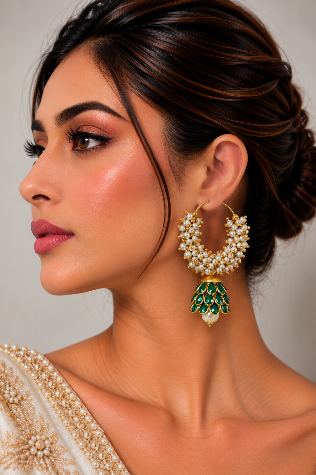 Mehrza Pearl Chandbali Earrings