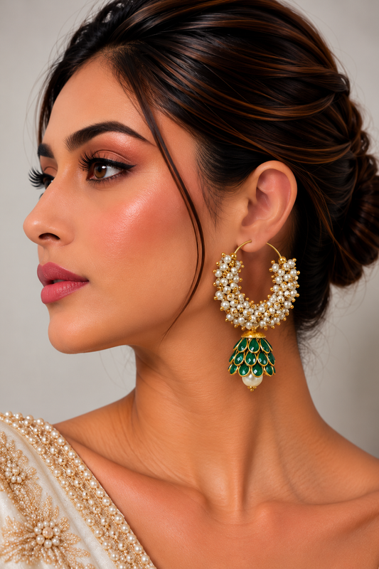 Mehrza Pearl Chandbali Earrings
