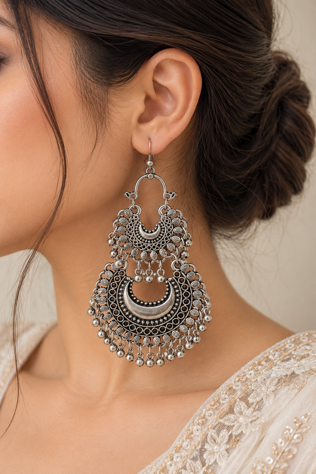 Afsana Double Chandbali Earrings