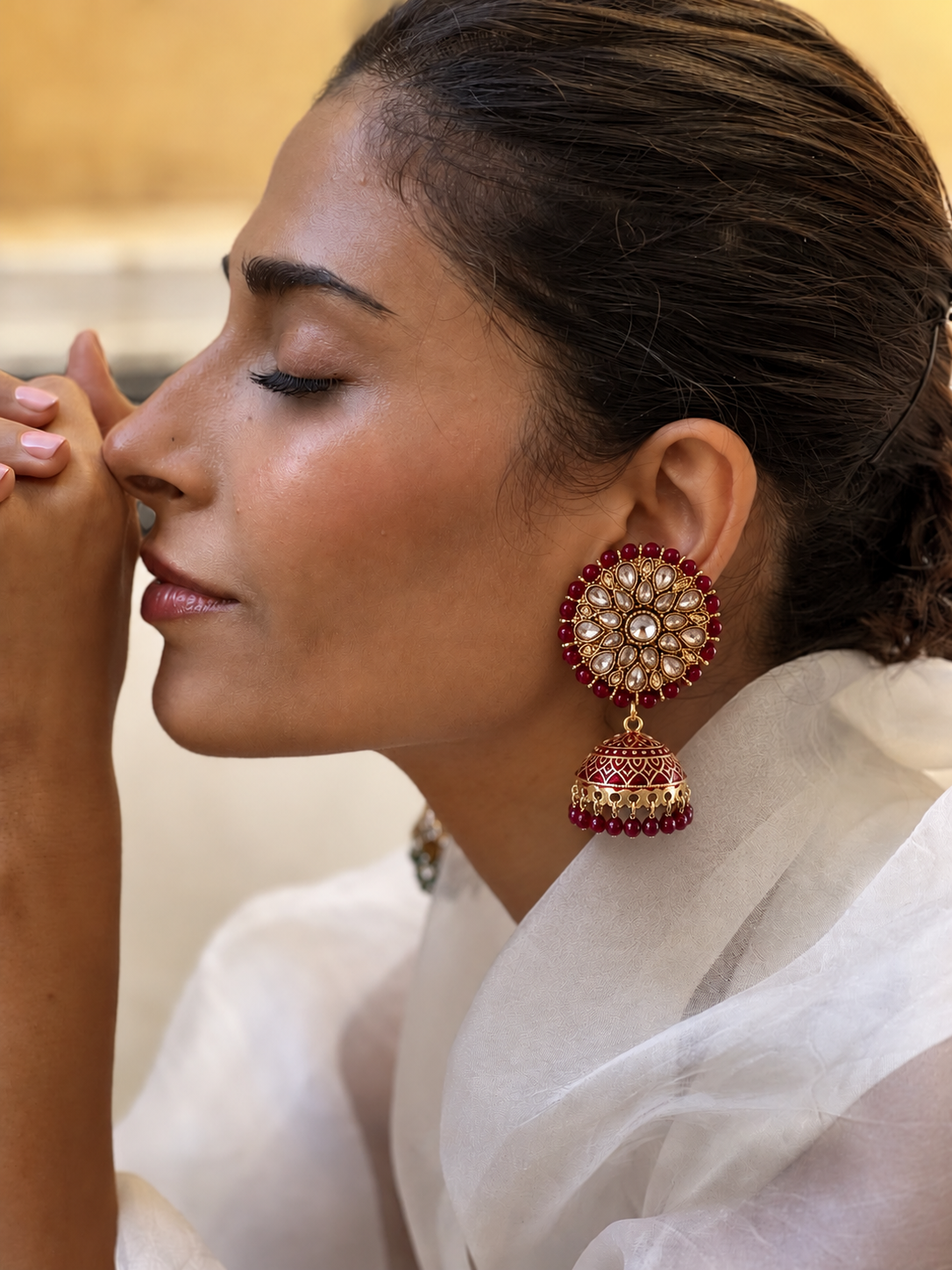 Rang Mahal Premium Stonework Jhumka Earrings