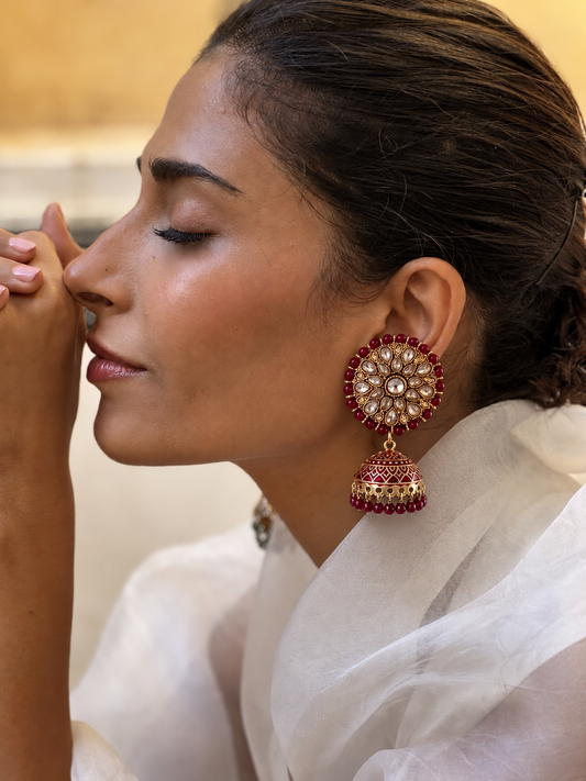 Rang Mahal Premium Stonework Jhumka Earrings