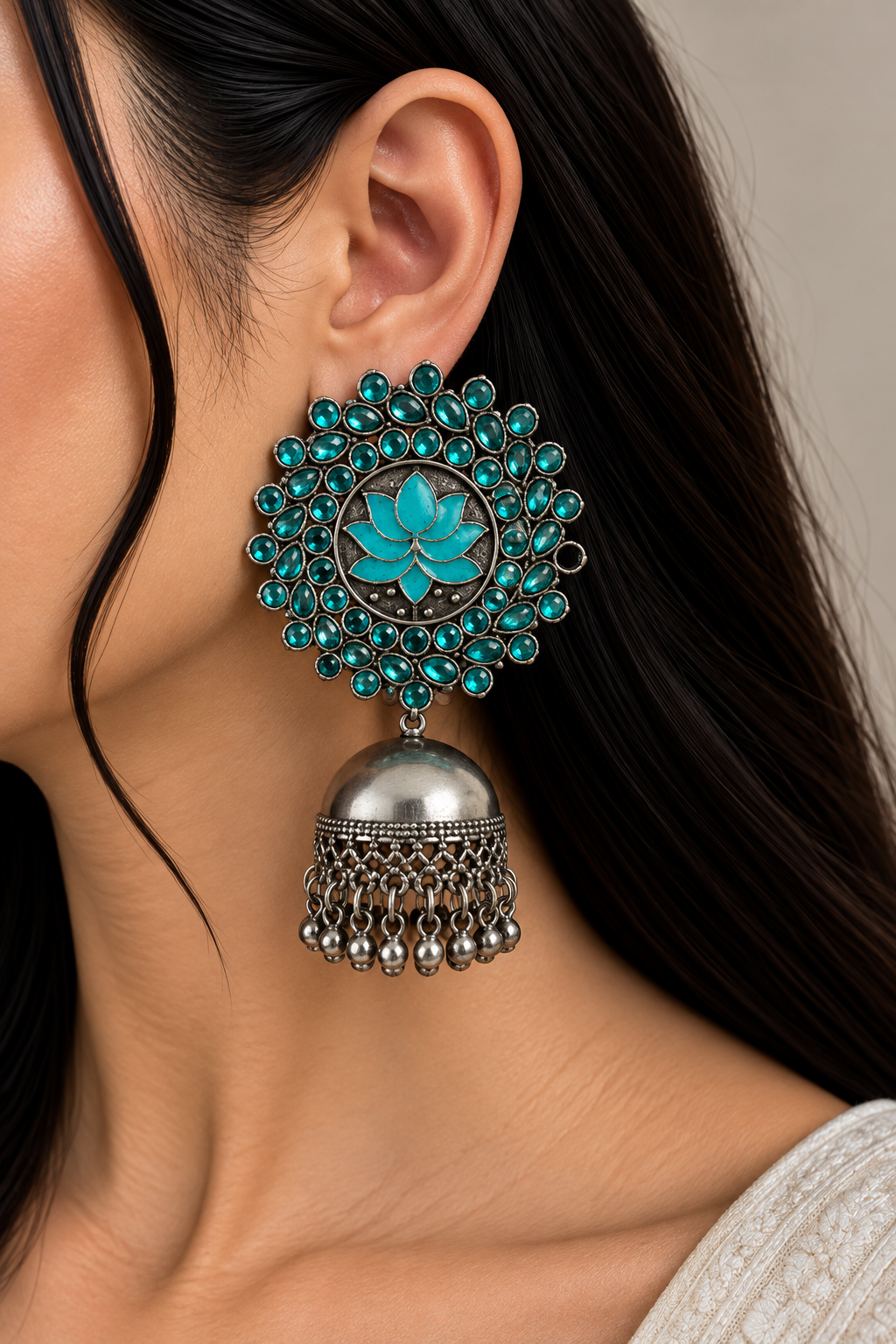 Neelam Lotus Jhumkas